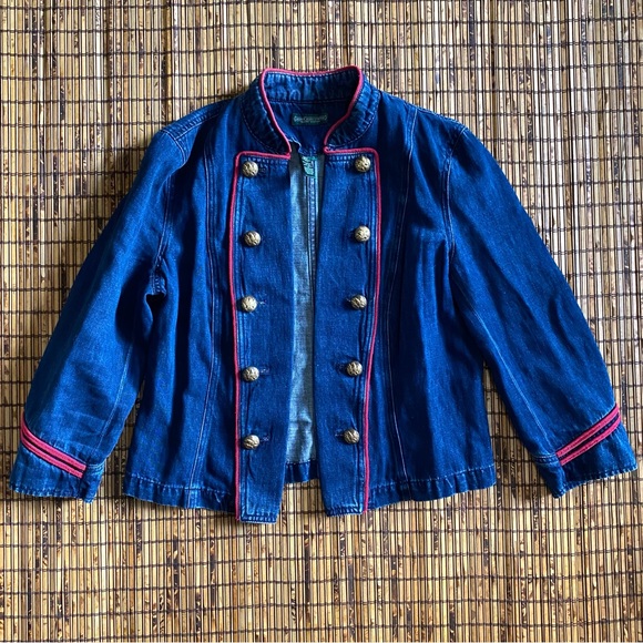 Lauren Jeans Ralph Lauren military double breasted denim jacket gold buttons